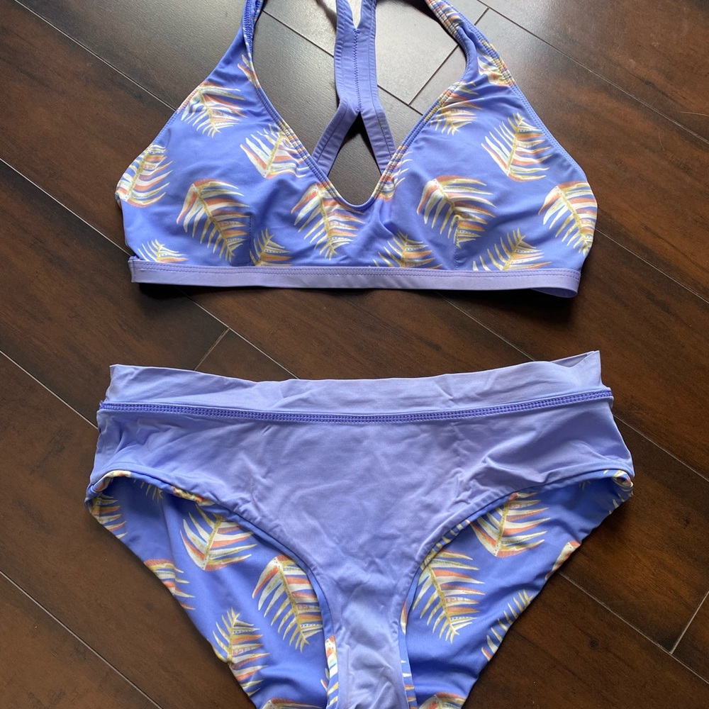 Patagonia palms of my heart purple reversible bikini